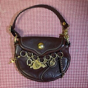 Vintage Juicy Couture Brown Leather Mini Charm Shoulder Bag